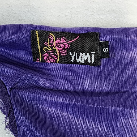 Yumi Purple Embroidered Dress Womens Small Beaded 3D Art To Wear Mini Gothic Y2K - Picture 11 of 16